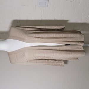 Croft & Barrow Cardigan Sweater Open‎ Front Pointelle Knit Taupe Lightweight XL
